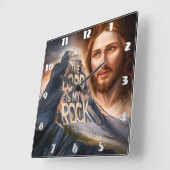 神の救い主は私の岩 スクエア壁時計 (傾斜)