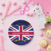 神の救キング、ユニオンのジャック旗海軍の金ゴールドアート ペーパープレート (パーティー)