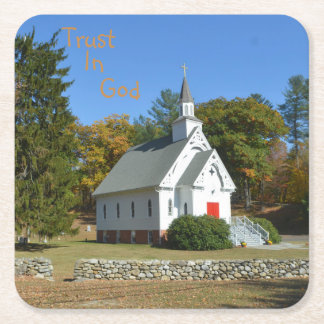 神の教会を信頼する スクエアペーパーコースター