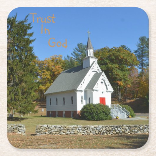 神の教会を信頼する スクエアペーパーコースター (正面)