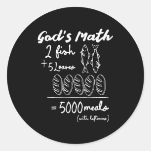 神の数学 2匹の魚 5つのパン 5000の食事 Tシャツ ラウンドシール