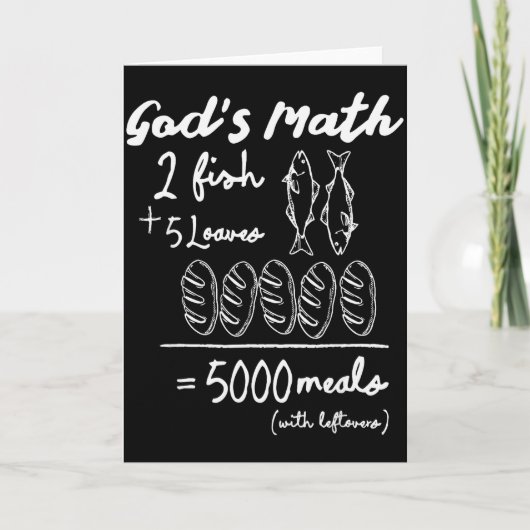 神の数学 2 匹の魚 5 パンの塊 5000 食分のTシャツ カード (正面)