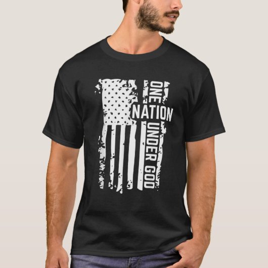 神の旗の下動揺しての国Tシャツ Tシャツ (正面)