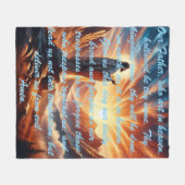 神の日の入り：主の祈りの言葉 フリースブランケット (正面(横))