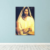 神の晩餐：イエスとパンを裂くこと キャンバスプリント (インサイチュ (ウッドフロア))