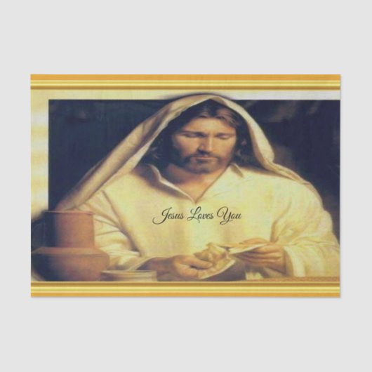 神の晩餐:イエスとパンを裂くこと 薄葉紙 (正面)