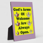 神の歓迎の腕は常に開かれている。 フォトプラーク (側面)