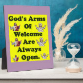 神の歓迎の腕は常に開かれている。 フォトプラーク (側面)