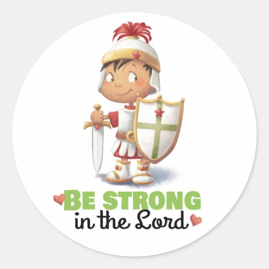 神の武具ステッカーの中で強くしなさい ラウンドシール (正面)
