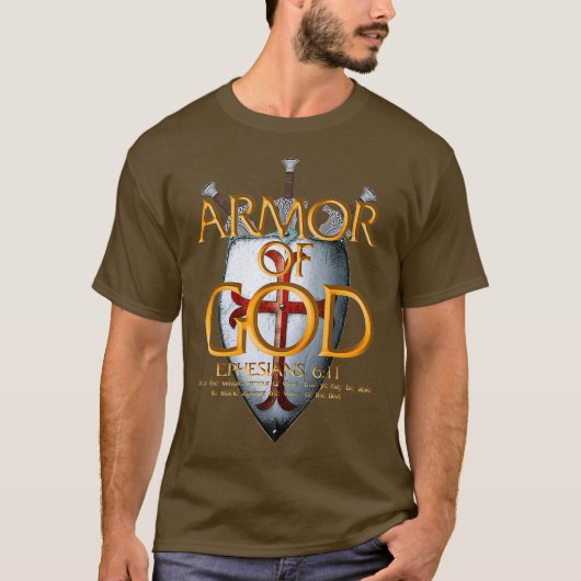 神の武具 エペソ書 聖書の詩句 宗教的 Tシャツ (正面)