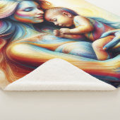 神の母と子供の輝くシ白熱［赤熱］光を放つーン シェルパブランケット (3/4)