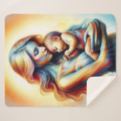 神の母と子供の輝くシ白熱［赤熱］光を放つーン シェルパブランケット (正面(横))