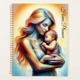 神の母と子供の輝くシ白熱［赤熱］光を放つーン プランナー手帳