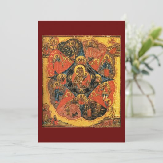 神の母の未燃のブッシュのアイコン祈りの言葉 サンキューカード (スタンド正面)