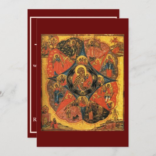 神の母の未燃のブッシュのアイコン祈りの言葉 サンキューカード (正面/裏面)