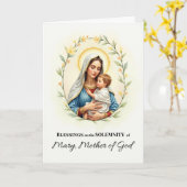 神の母マリアの祝祭日 祝福 カード (黄色い花)