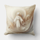 神の母賛美の柔らかい白い色調の中 クッション (正面)
