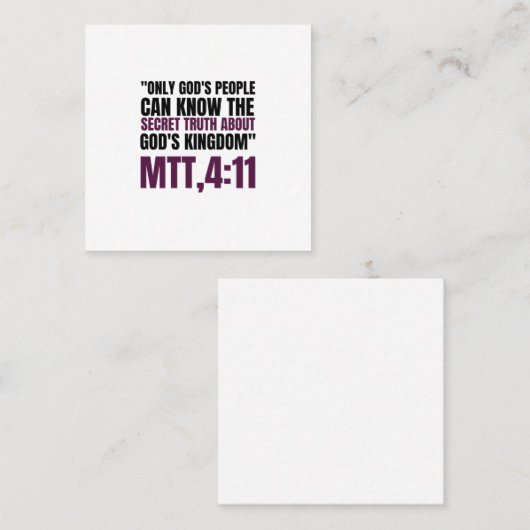 神の民だけが～に関する秘密の真実を知ることができる スクエア名刺 (正面/裏面)