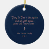 神の海軍への栄光 | バラ金ゴールドと写真クリスマス セラミックオーナメント (正面)