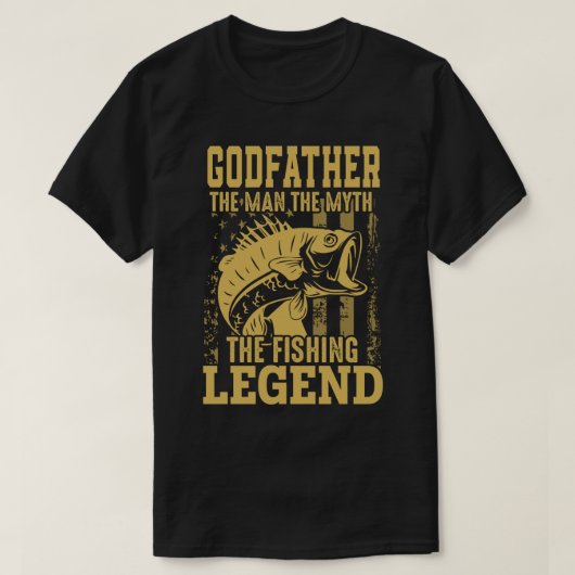 神の父この男の神話魚釣り伝説 Tシャツ (デザイン正面)