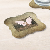 神の牛のような天使牛コースター愛詩は6つを置きました ペーパーコースター (アングル)