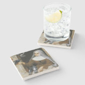 神の生き物(イタリアン修道女の食べ物を与え鳥) ストーンコースター (横)