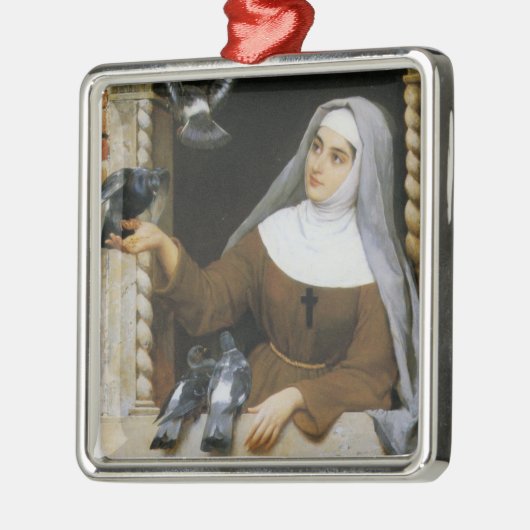 神の生き物(カトリック食べ物を与えの修道女の鳥) メタルオーナメント (左)