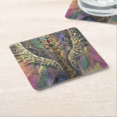 神の生命の木 天の翼と宝石 スクエアペーパーコースター (アングル)