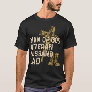 神の男退役軍人夫パパクリスチャンJesus Cam Tシャツ
