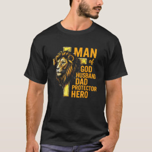 神の男 夫 父 守護者 ヒーロー キリスト教 ファ Tシャツ