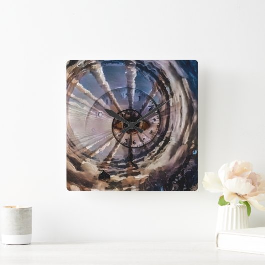 神の目と時の渦巻き スクエア壁時計 (ホーム)