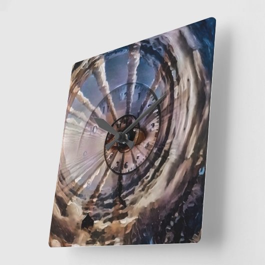 神の目と時の渦巻き スクエア壁時計 (傾斜)