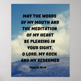 神の目に喜ぶ詩篇19:14聖書の聖句 ポスター