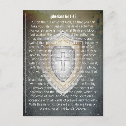 神の盾のテキスト/色の防御力エフェソン6:11 ポストカード (正面)