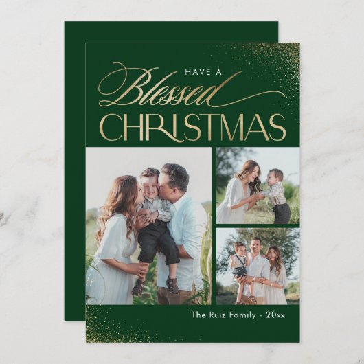 神の祝福あれクリスマス宗教的祝日写真カード シーズンカード (正面/裏面)