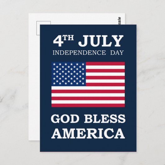 神の祝福あれ、アメリカ 独立記念日 ポストカード (正面/裏面)