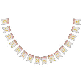 神の祝福の名前ピンクの蘭の女の子バプテスムコミュニオン バンティングフラッグ