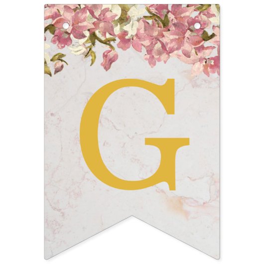 神の祝福の名前ピンクの蘭の女の子バプテスムコミュニオン バンティングフラッグ (第1の旗)