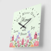 神の祝福わが家のフローラ野草緑 スクエア壁時計 (傾斜)