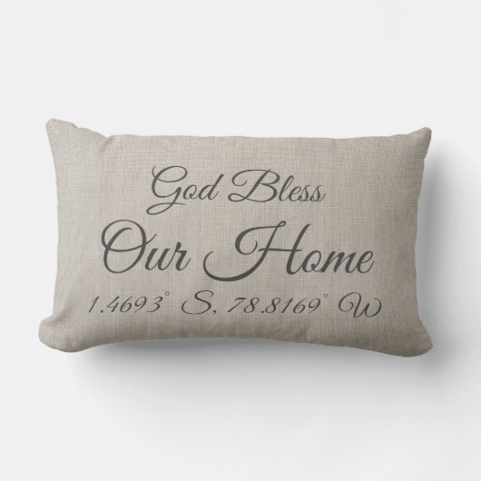 神の祝福わが家の緯度ナチュラルリネン ランバークッション (正面)