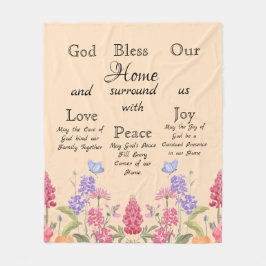 神の祝福わが家ベージュフローラ野花 フリースブランケット