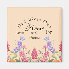 神の祝福わが家ベージュフローラ野花 マグネット