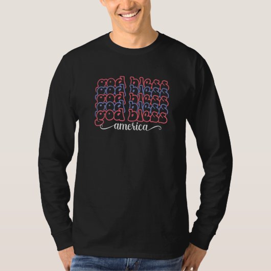 神の祝福をアメリカに 独立記念日 アメリカ国旗 愛国者 アメリカ Tシャツ (正面)