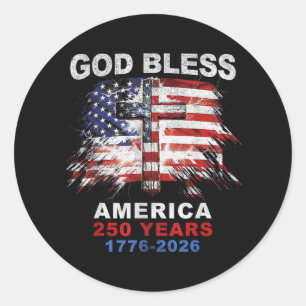 神の祝福をアメリカに 250周年 1776-2026 キリスト教の十字架 ラウンドシール