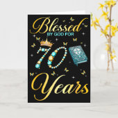 神の祝福を受けた70歳のクリスチャンの誕生日 カード (黄色い花)