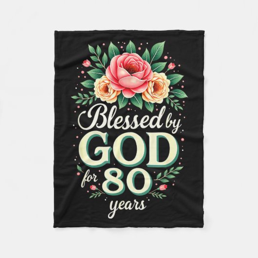 神の祝福を受けた80年 信仰深い80歳の誕生日 フリースブランケット (正面)