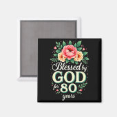 神の祝福を受けた80年 信仰深い80歳の誕生日 マグネット (正面/裏面)