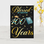 神の祝福を受けて100歳の誕生日を迎える 100歳の誕生日のお祝い カード (黄色い花)