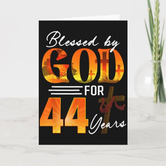 神の祝福を受けて44歳の誕生日を迎えるギフト カード (正面)