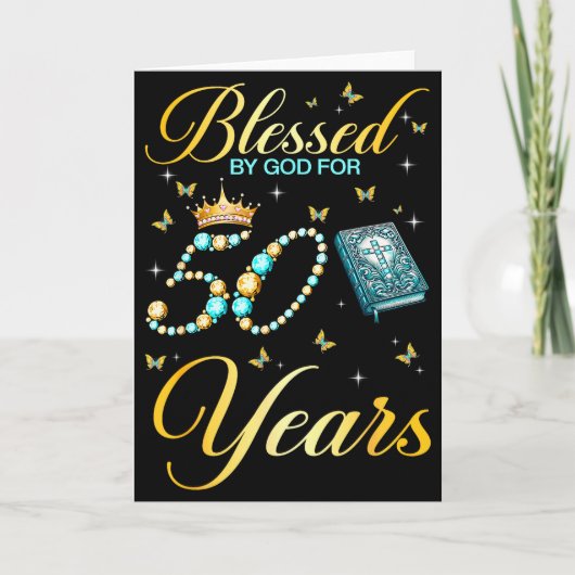 神の祝福を受けて50年 キリスト教徒50歳の誕生日 カード (正面)